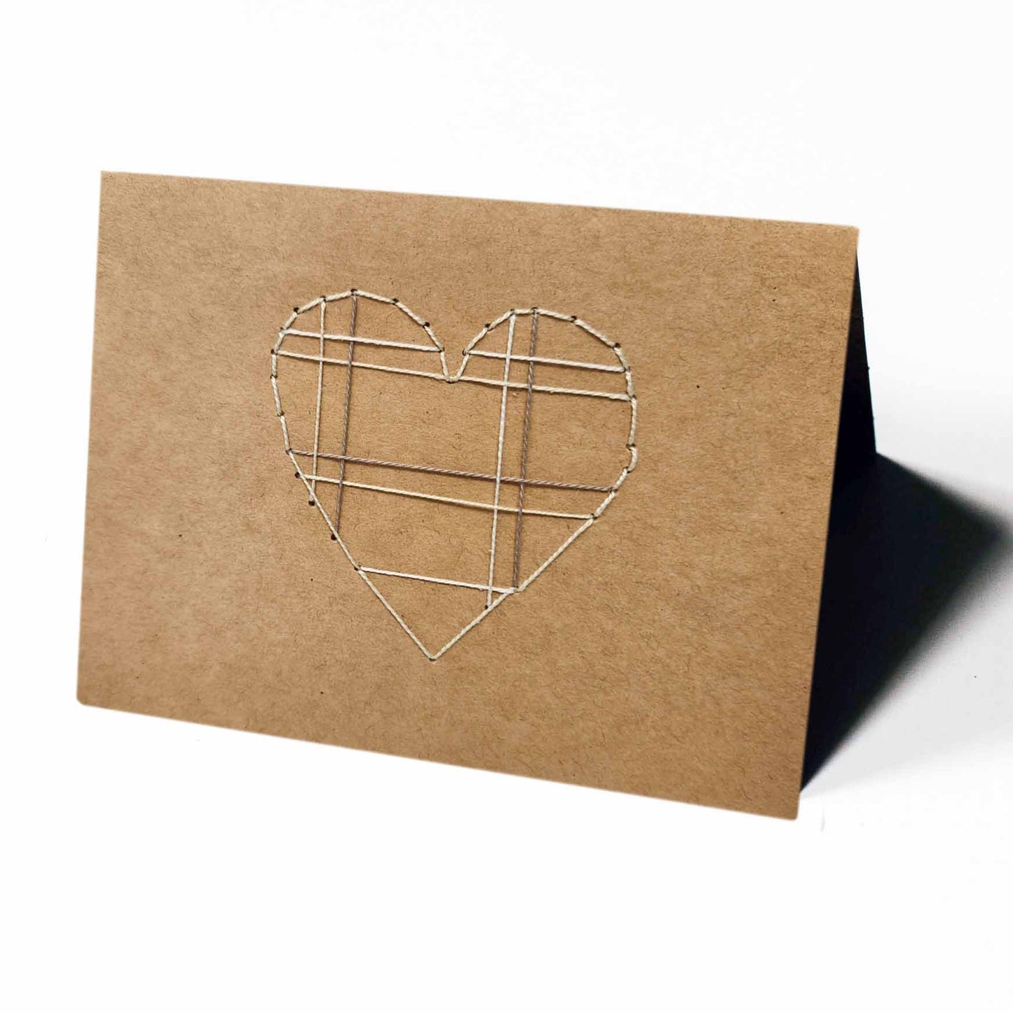 Organic Plaid Heart Embroidered Card