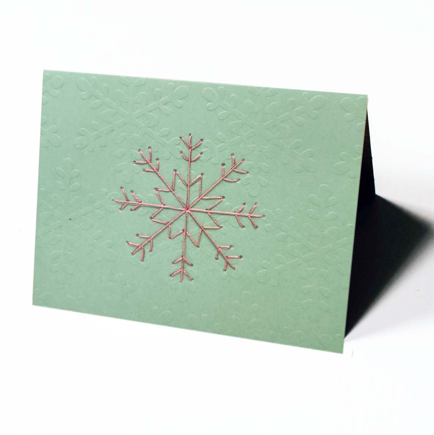 Pink Snowflake Embroidered Card