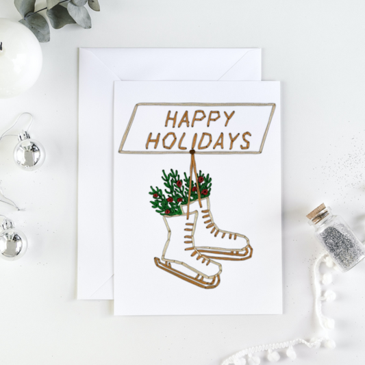 Happy Holiday Skates Printed Card