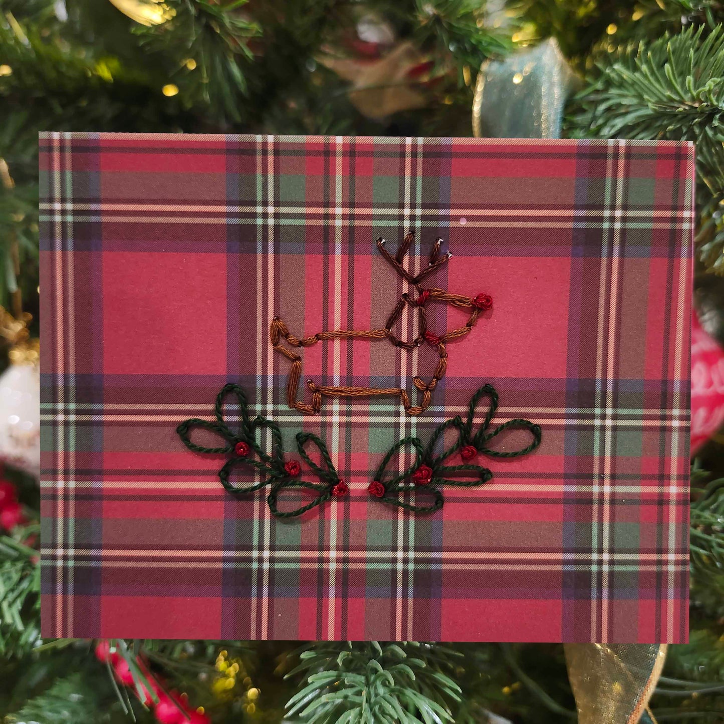 Dachshund Christmas Embroidered Card