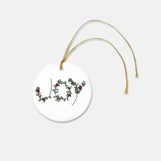 Unique embroidered Holiday Christmas Ceramic Ornament for Gift Exchange